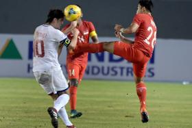 The move by Hafiz Sujad (right) which resulted in him being given a red card.