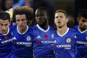 (From left) The Fab Five from Chelsea include Eden Hazard, David Luiz, Victor Moses, Nemanja Matic and Diego Costa. 