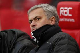 Manchester United manager Jose Mourinho reacts during the match against Stoke City.
