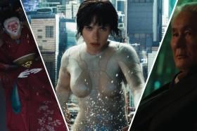 Scarlett Johansson and Takeshi Kitano in Ghost In The Shell