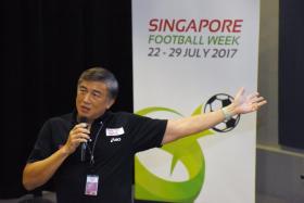 Sport Singapore chief Lim Teck Yin speaking at the launch of Singapore Football Week on 13 July 2017.