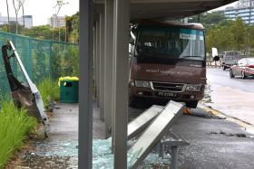 The shuttle bus had crashed into a bus stop along Braddell Road