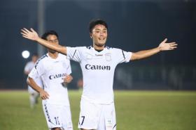 Ryota Nakai (above) and his Albirex Niigata teammates will be crowned S.League champions, unless Tampines Rovers win their next three games and overhaul their current goal difference of 25. 