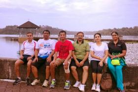 Staff of Indian Overseas Bank at a weekend hike. Mr Raju Rajanthiran is the third from the right.