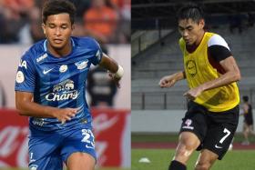 Zulfahmi Arifin (left) and Gabriel Quak (right) will meet in a Thai League 1 clash in Chonburi on Friday.