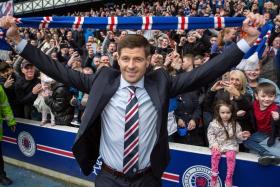 Steven Gerrard being unveiled as the new Rangers manager at the Ibrox on Friday (May 4).
