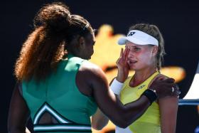 Serena Williams (left) consoling Ukrainian teenager Dayana Yastremska, who was in tears after losing 6-2, 6-1 to the American. 