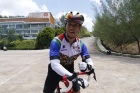 Mr Jeremy Nguee during the 180km cycling event across Batam.