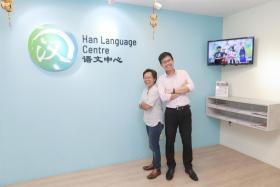 Han Culture &amp; Education Group&#039;s CEO Lim Wei Yang (right) and principal Ooi Ching Ya