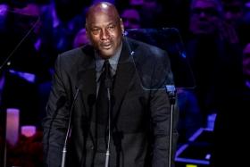 A tearful Michael Jordan during the Kobe Bryant memorial in Los Angeles attended by some 20,000 people. 