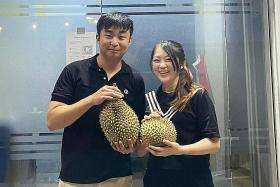 Selling seasonal durians during Covid-19