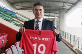 Joseph Palatsides during his presentation as FAS technical director in 2019. Yesterday, he was unveiled as Melbourne Victory’s head of academy coaching. 