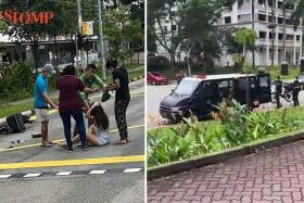 Woman taken to hospital after getting hit by e-bike in Hougang