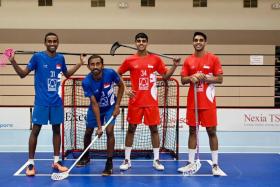 (From left) Brothers R. Sathish and R. Suria will be taking part in their first World Floorball Championship (WFC) together, while this is the second WFC together for twins Vignesa and Kumaresa Pasupathy. 
