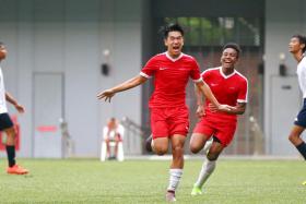 Both the Singapore Sports School (in red) and Meridian Secondary School (white) are in the School Football Academy pilot project. 
