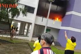 The fire involved items along the common area on the second floor, said SCDF.