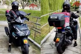 Delivery rider caught riding motorcycle on accessibility ramp