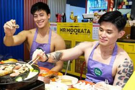 Thai BBQ restaurant Mr Mookata enlisted shirtless hunks to serve drinks to its customers on Jan 8. 