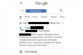 The scammers would post fake advertisements on Google Search so that they would appear when people searched for banks' contact numbers. 
