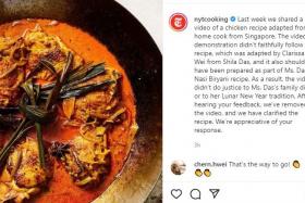 NYT removes 'Singaporean Chicken Curry' video