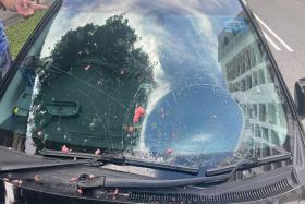 Watermelon falls from sky in Jurong, damages car, shocks driver