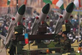 A file photo of an Akash missile system during India's 73rd Republic Day parade in New Delhi.
