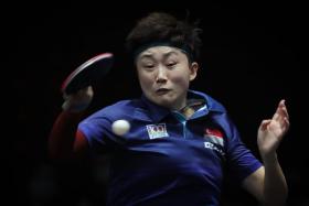 Feng Tianwei during the Singapore Smash held at the OCBC Arena on March 11, 2022. 

