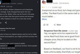 Grain Alley in Orchard Central has come under fire for leaving scathing responses to one-star reviews left by disgruntled customers on Google.