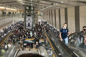 Heavy crowds throng Bishan MRT Station