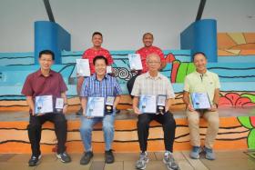 (Clockwise from left) Mr Jack Ang Tuan Hoe, Mr Fred Leong Chong Wah, Mr Mohamed Basir Bin Talib, Mr Tan Tuan Jeng, Mr Tan Cheng Chuah and Mr Quek Wee Kwang.