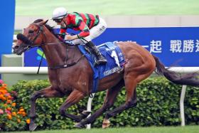 Russian Emperor winning the Group 1 Standard Chartered Champions &amp; Chater Cup at Sha Tin yesterday. 