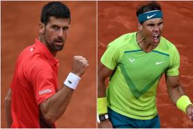 The match between Novak Djokovic (left) and Rafael Nadal on May 31 has been scheduled to play for the night session. 