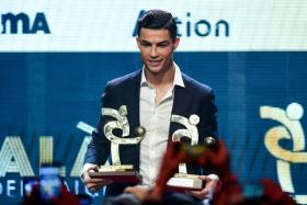 Football superstar Cristiano Ronaldo receives the best player of the year award of the Italian championship Serie A in 2019, the year a criminal investigation against him was dropped.