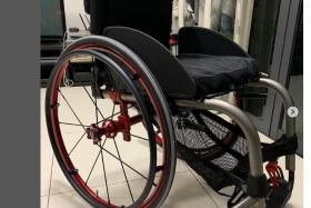 Mr Danny Gnaniah&#039;s titanium wheelchair allows him to get around on his own.