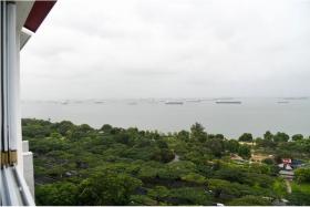 The unblocked view of East Coast Park and the sea from the living room of the flat. ST PHOTO: EUGENE GOH