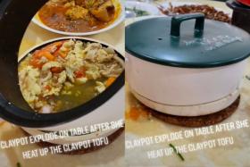 Family shocked when claypot bought on promotion cracks into two after it's used to heat tofu