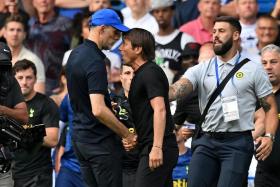 Chelsea's head coach Thomas Tuchel (left) and Tottenham counterpart Antonio Conte (right) were embroiled in two angry exchanges.