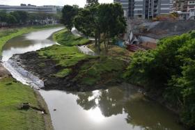 The landslide at the Housing Board's Clementi NorthArc Build-To-Order site. PHOTO: ST FILE