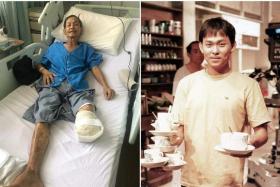 Local veteran actor Duan Weiming had to amputate his left leg to stop infection from spreading.