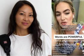 Influencer Brie Benfell (right) alleged that photographer Raiyne Kim had fat-shamed her by pointing out the size of her post-partum tummy. PHOTOS: RAIYNE KIM PHOTOGRAPHY, BRIE BENFELL/TIKTOK