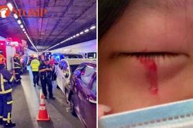 9-vehicle chain collision in KPE tunnel: Mother and daughter taken to hospital