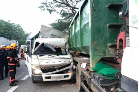 The lorry collided with a stationary tipper truck on the PIE on April 20, 2021. 