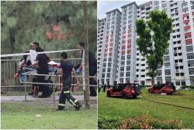 The firefighter fell unconscious when putting out the fire in a fourth-floor unit in Henderson Road. 