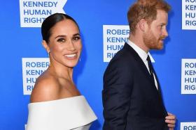 Prince Harry and wife Meghan Markle  arrive for the 2022 Ripple of Hope Award Gala in New York on Dec 6, 2022.  