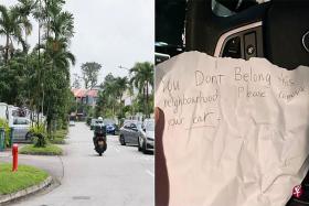 Driver gets note telling her to get lost after parking at Lor Chuan private estate