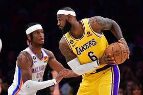 After 20 season in the league, Los Angeles Lakers forward LeBron James (right) has scored the most points in the NBA. 

