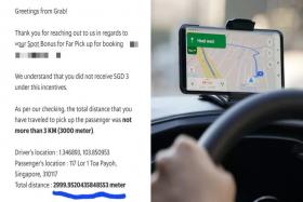 Grab Driver misses out on bonus by centimetres on a 3km trip