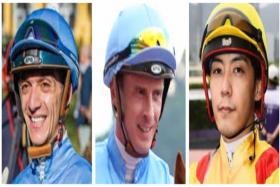 Calvin Habib (far left), Daniel Moor and Shogo Nakano will ride at Kranji, with Habib starting on Sunday while the other two will see action from April.
