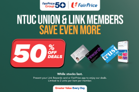 Save more with FairPrice; 50 per cent off for members