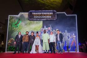 (From left) Marina Bay Sands&#039; Chief operating officer Paul Town, director Steven Caple Jr, cast members Anthony Ramos, Dominique Fishback and Tobe Nwigwe, producers Lorenzo Di Bonaventura and Mark Vahradian.